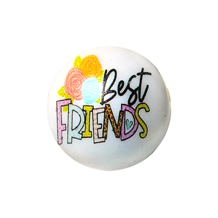 best friends 20mm printed bubblegum beads