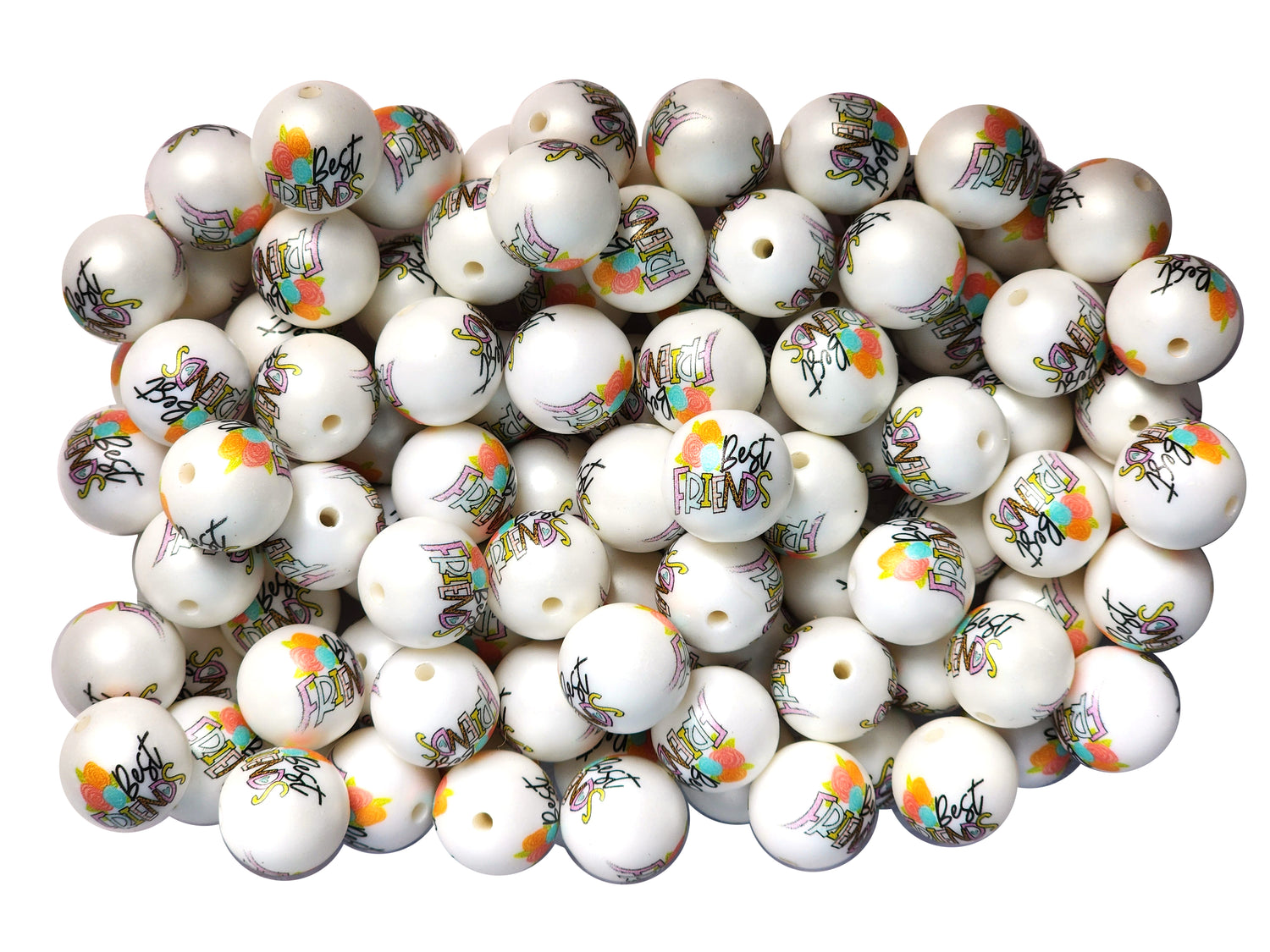 best friends 20mm printed wholesale bubblegum beads