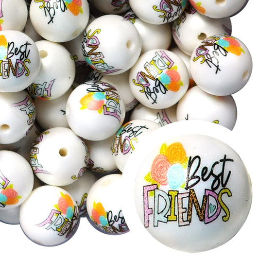 best friends 20mm printed wholesale bubblegum beads