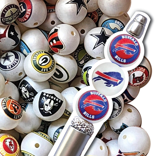 16mm buffalo bills mix nfl team logos custom printed wholesale bubblegum beads