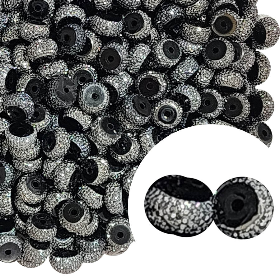 black & silver rhinestone rondelle 12mm x 5mm spacer beads