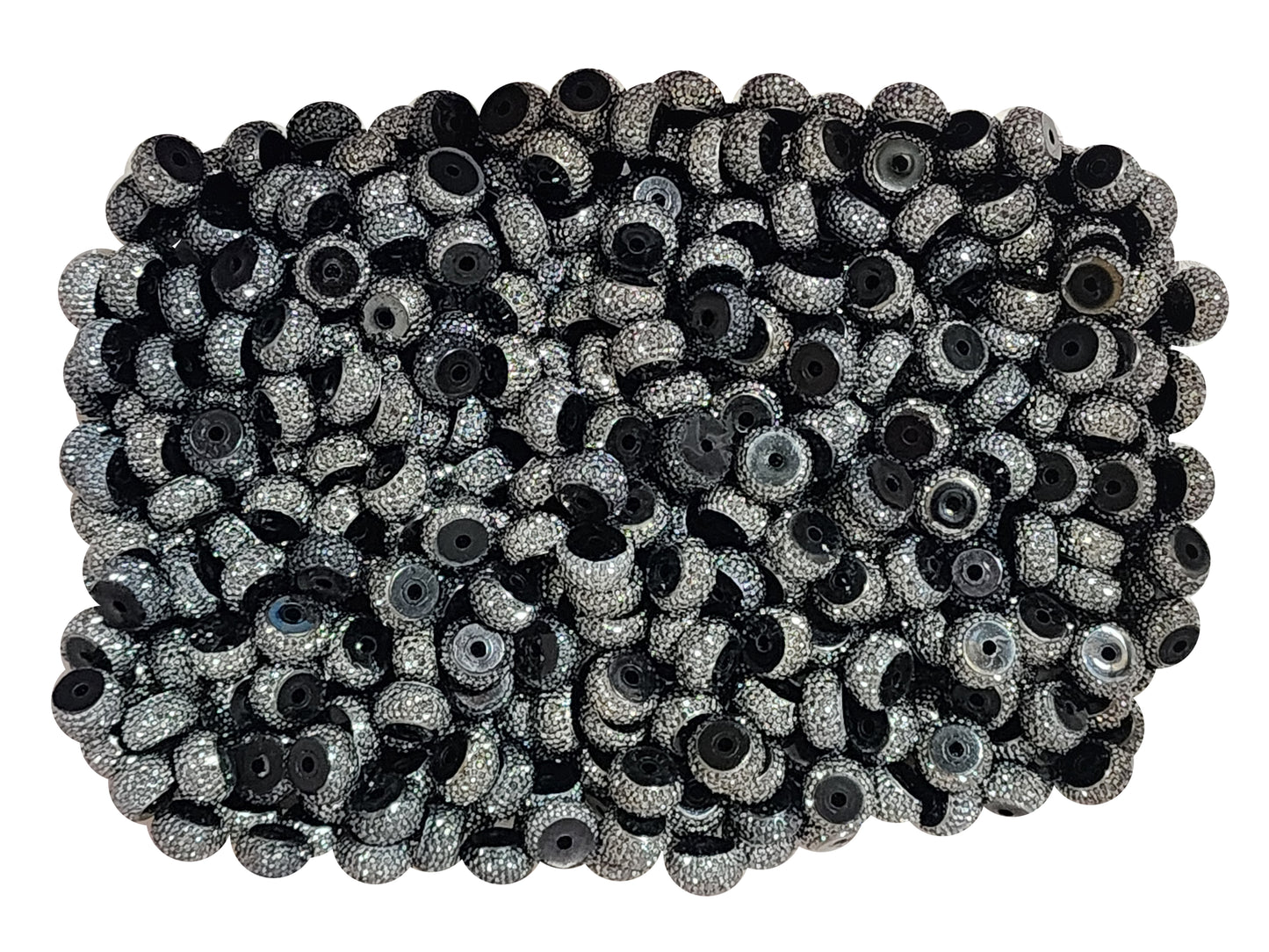 black & silver rhinestone rondelle 12mm x 5mm spacer beads