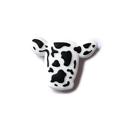black spotted cow head silicone focal beads