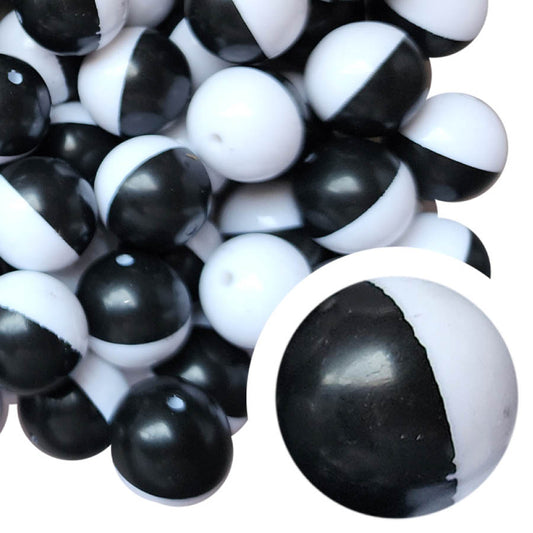 black & white fishing bobber 20mm printed wholesale bubblegum beads