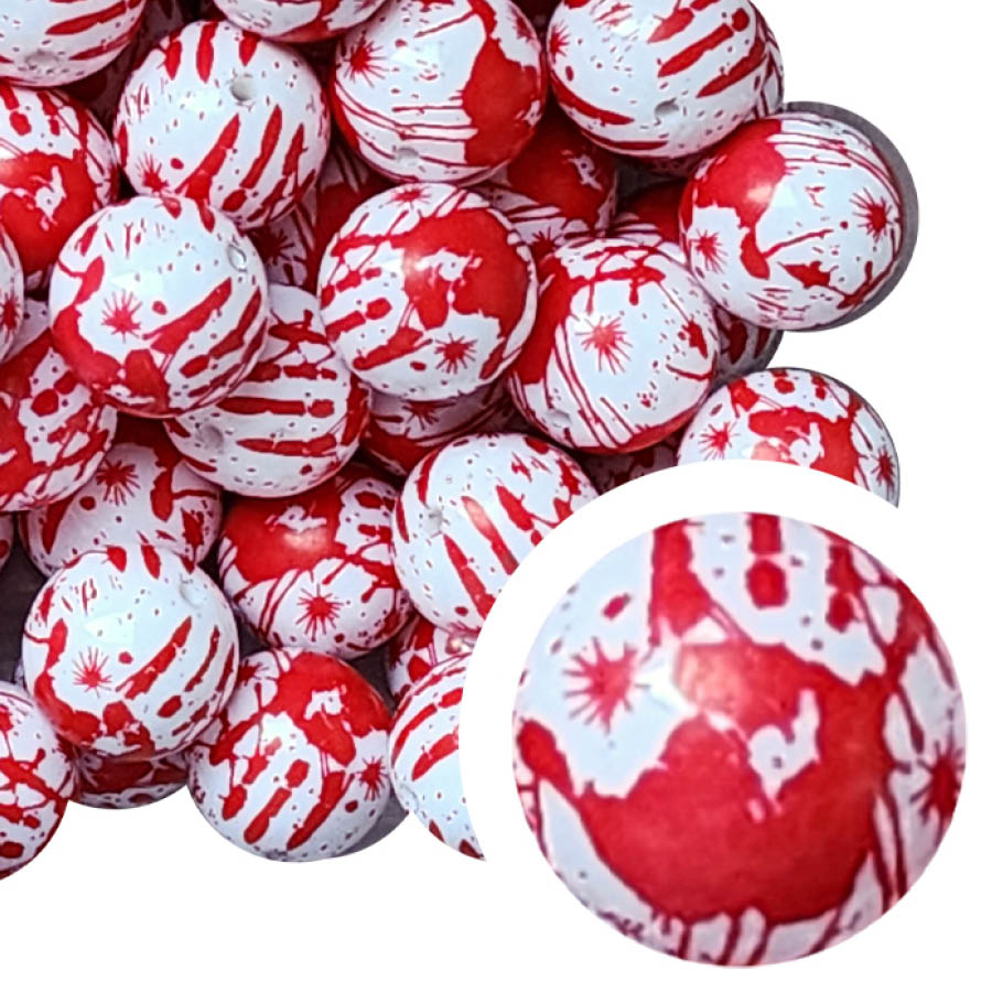bloody handprints halloween 20mm printed bubblegum beads