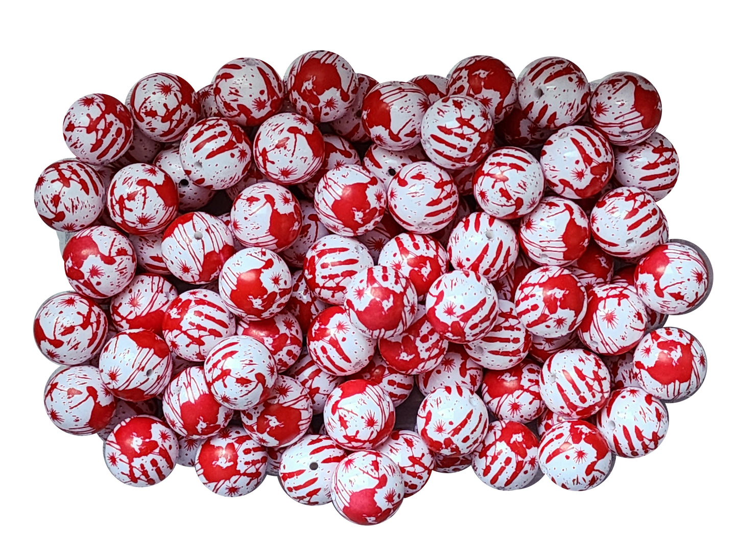 bloody handprints halloween 20mm printed bubblegum beads