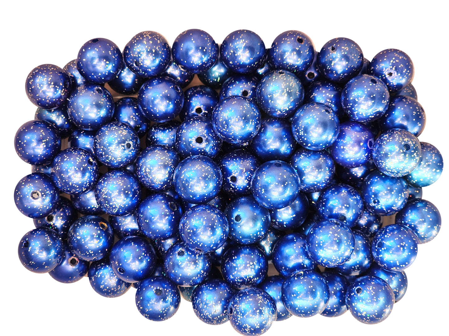 blue pearl glitter 20mm bubblegum beads