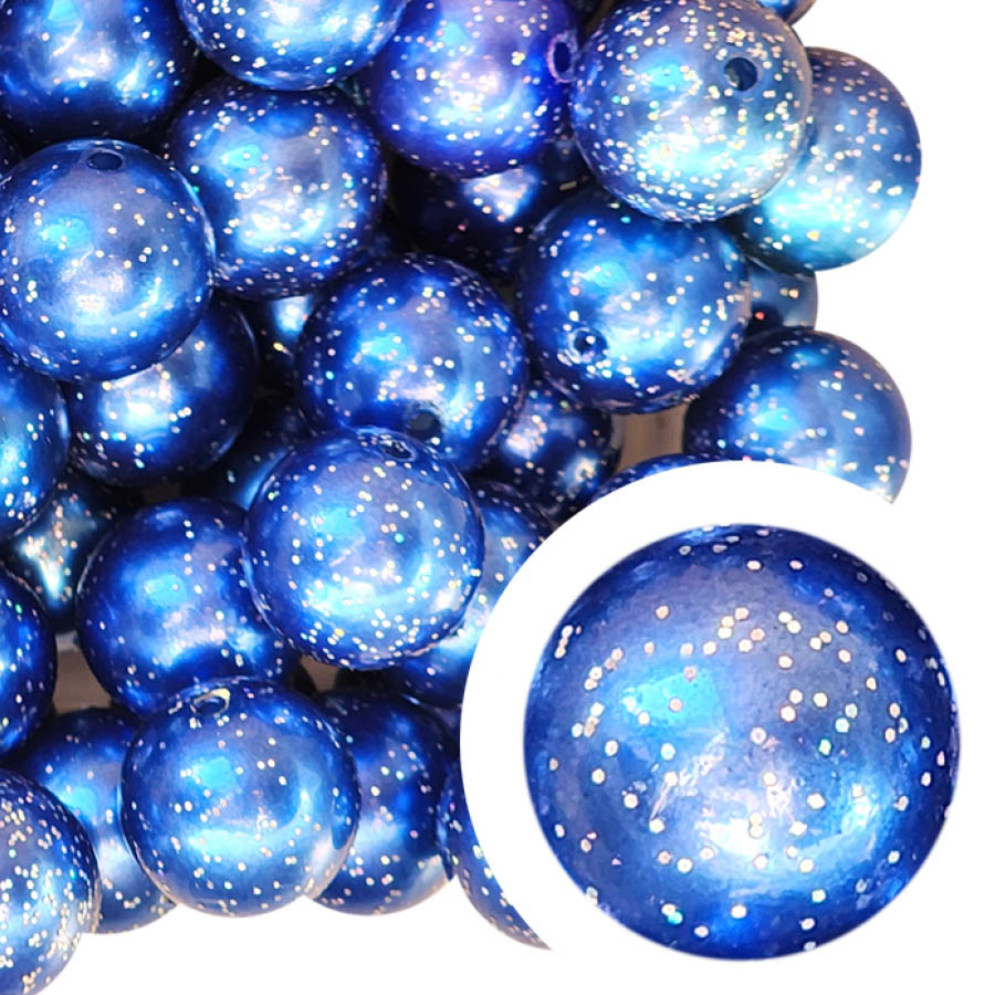 blue pearl glitter 20mm wholesale bubblegum beads