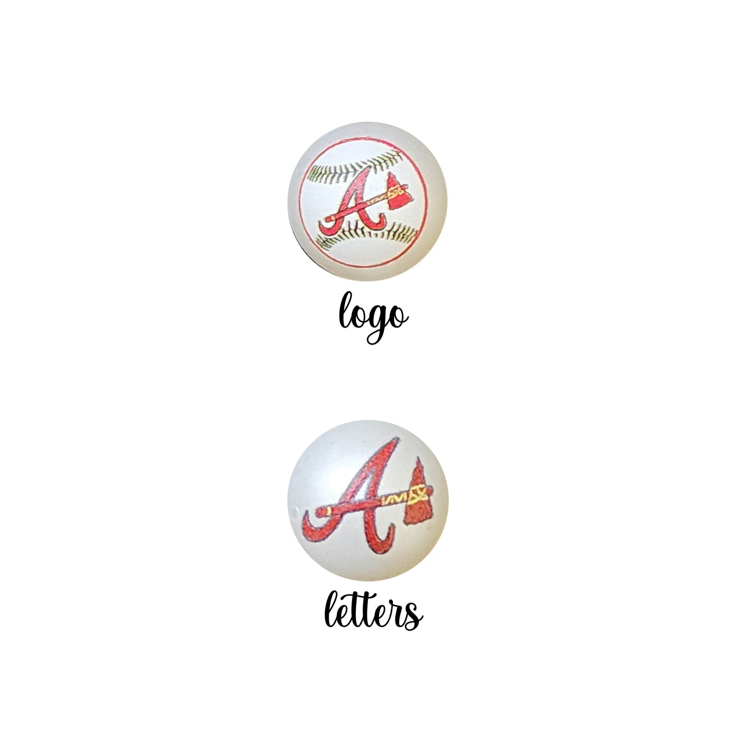 16mm atlanta braves mlb team logos custom printed bubblegum beads - sold per bead