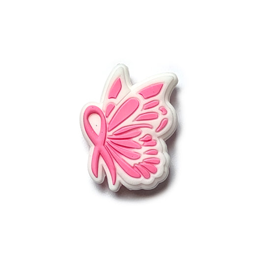 breast cancer ribbon butterfly silicone focal beads