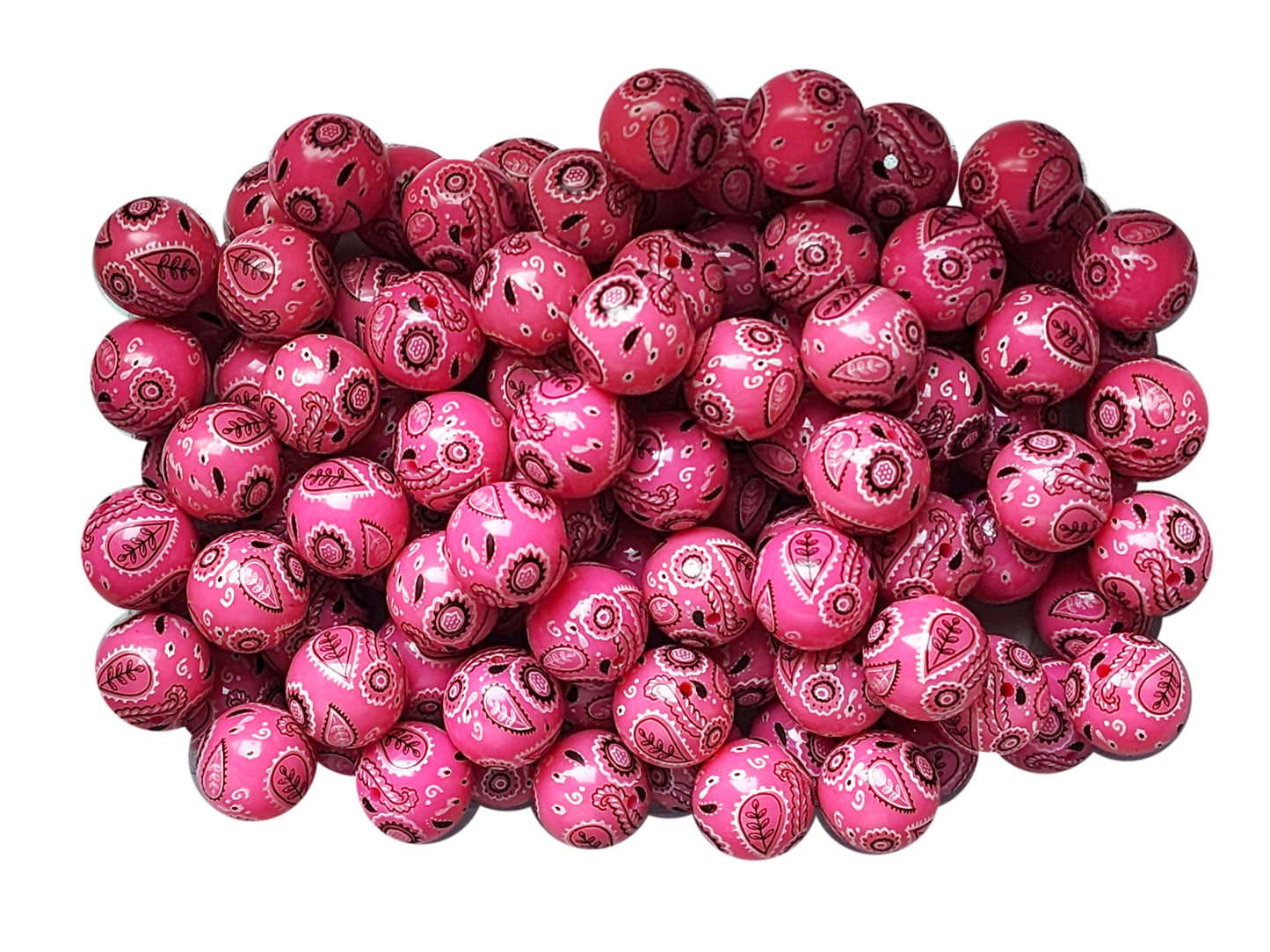 bright pink bandana 20mm printed bubblegum beads