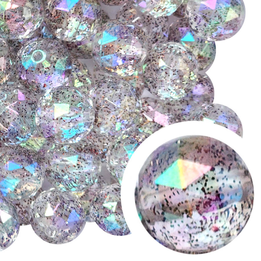 brown faceted glitter 20mm bubblegum beads