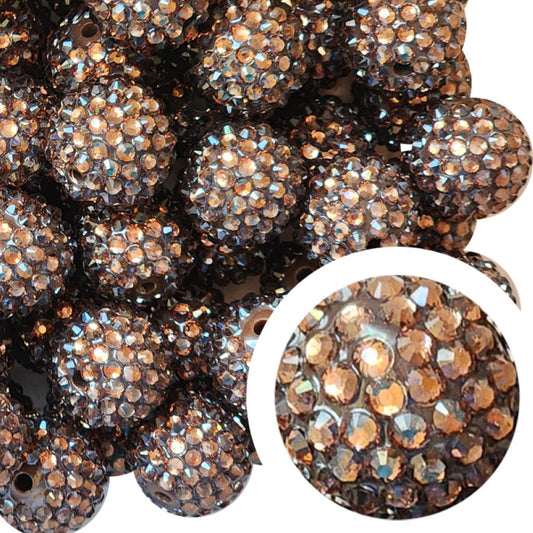 brown rhinestone 20mm bubblegum beads