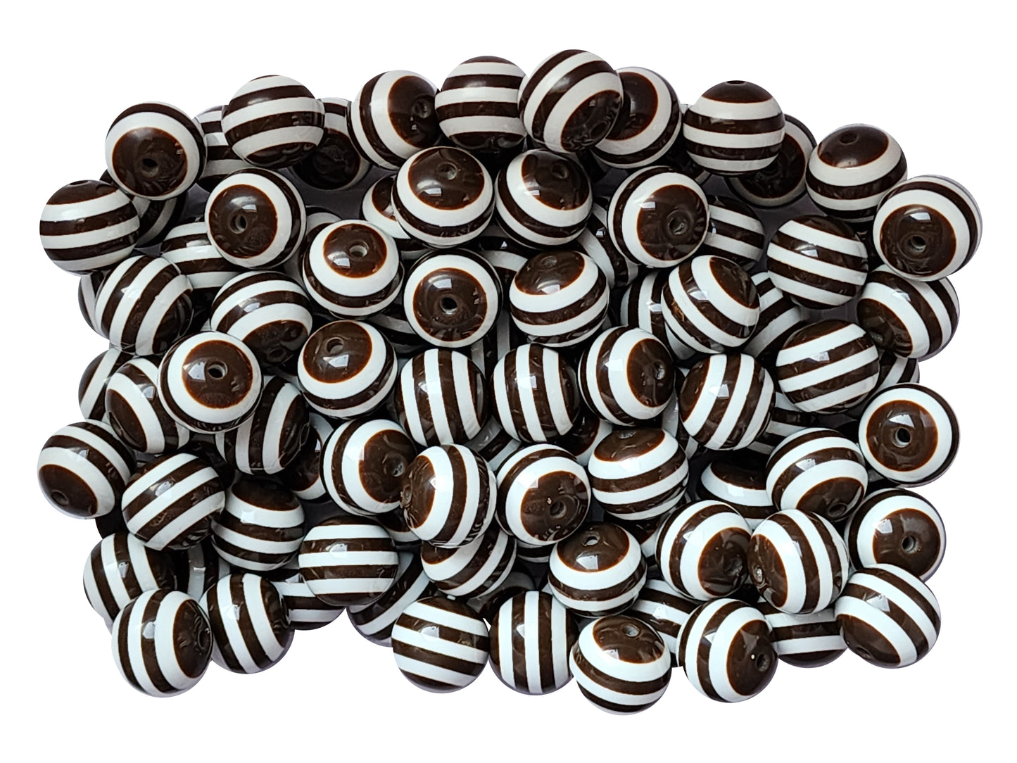 brown striped 20mm bubblegum beads