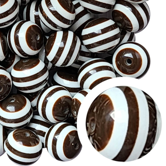 brown striped 20mm wholesale bubblegum beads
