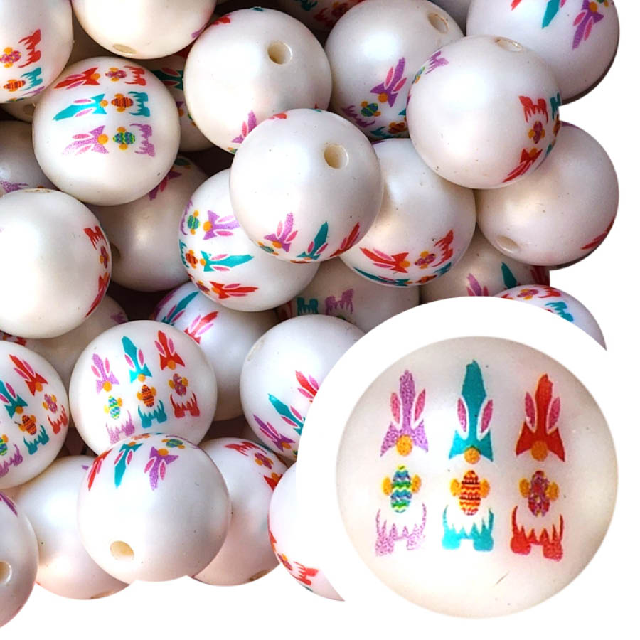 easter bunny gnome 20mm printed bubblegum beads