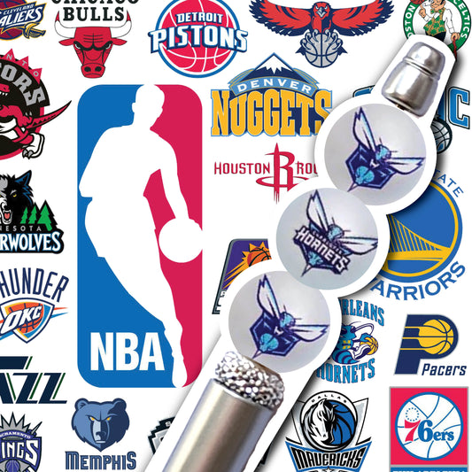 16mm charlotte hornets mix nba team logos custom printed wholesale bubblegum beads