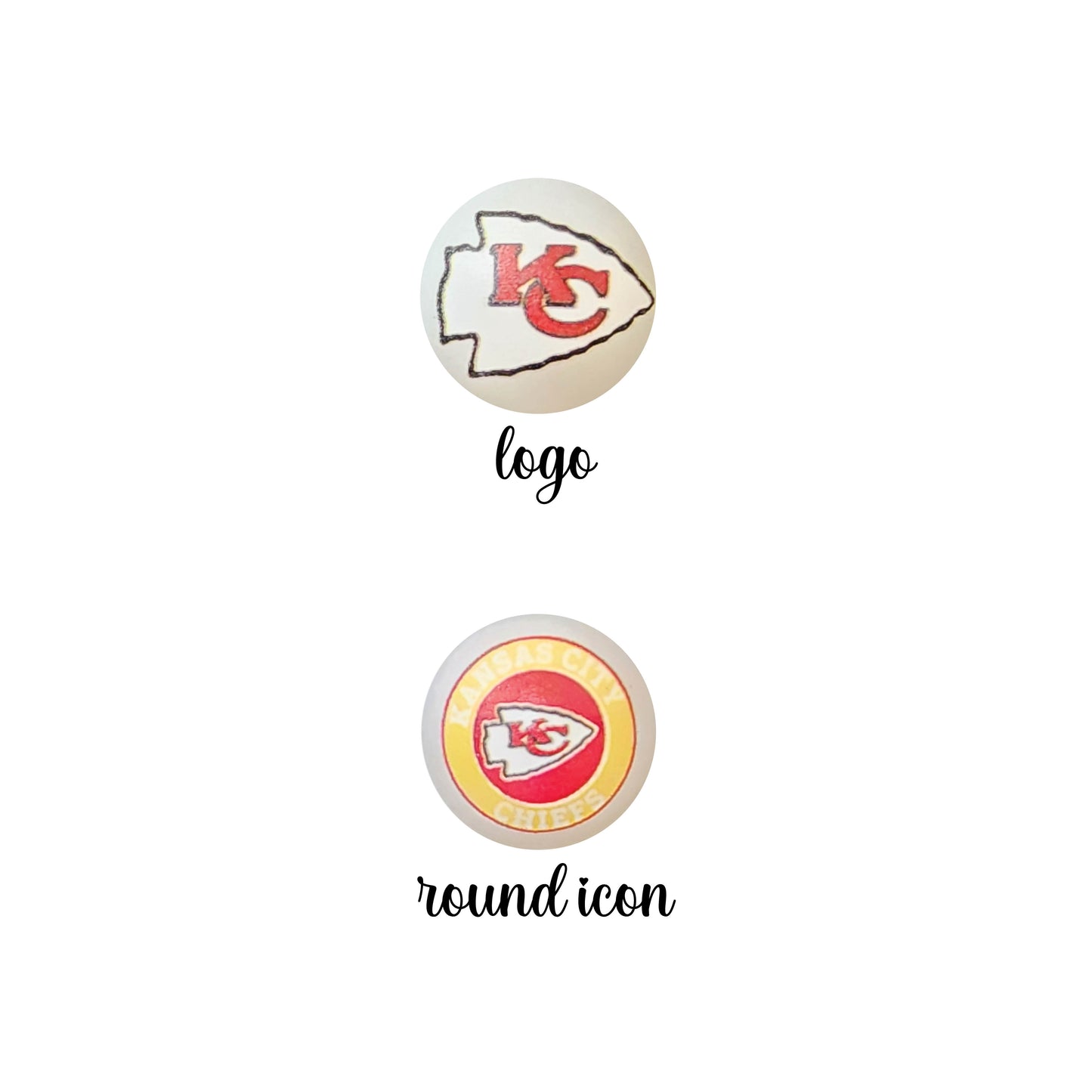 16mm kansas city chiefs nfl team logos custom printed bubblegum beads - sold per bead