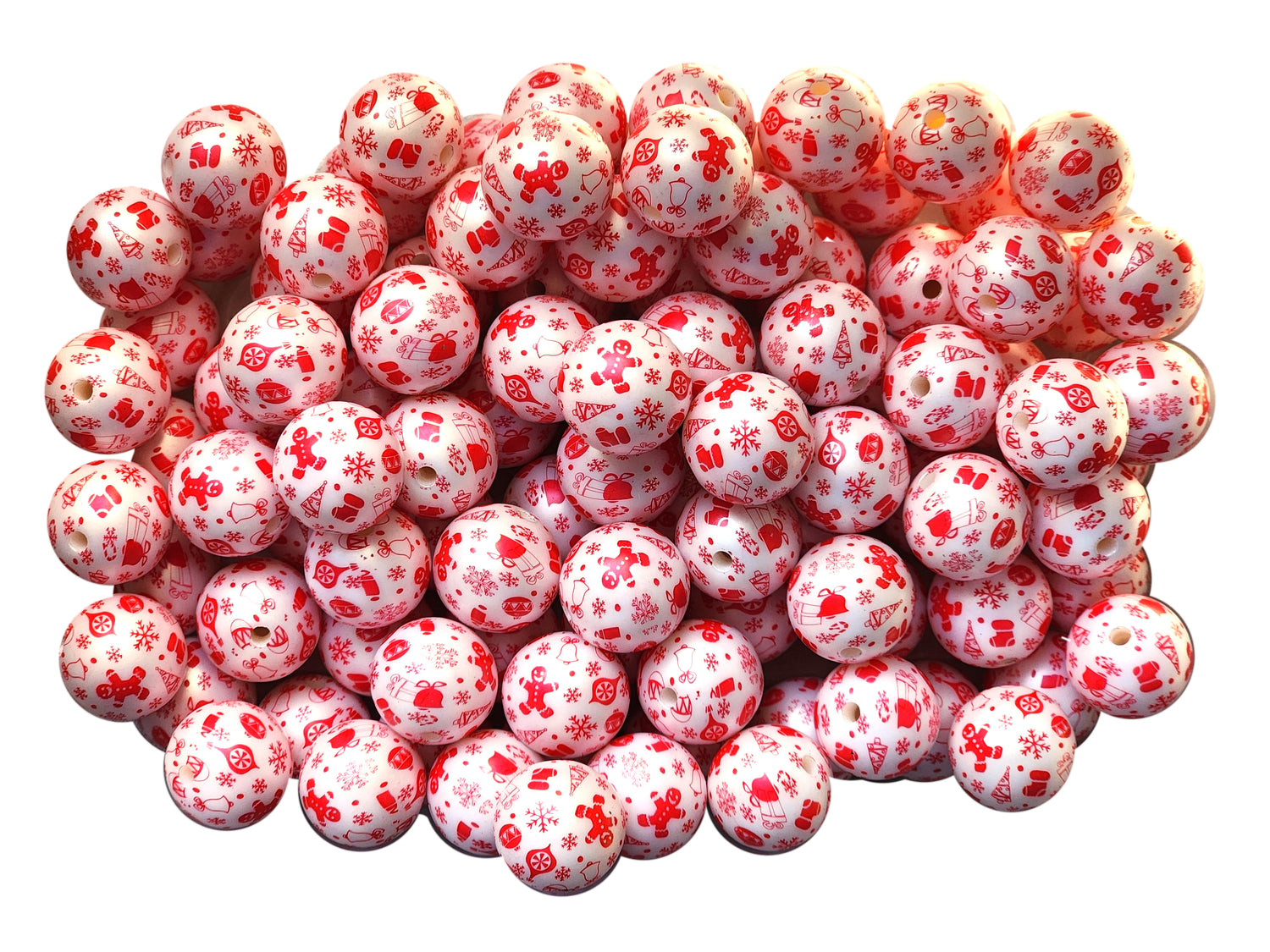 christmas cheer print 20mm printed bubblegum beads