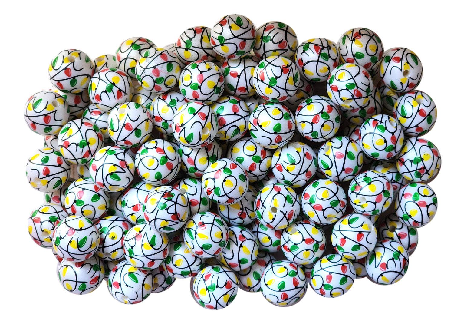 christmas lights 20mm printed bubblegum beads