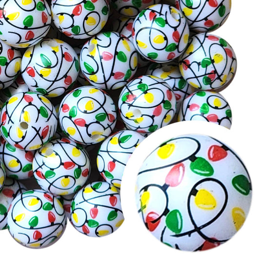 christmas lights 20mm printed wholesale bubblegum beads