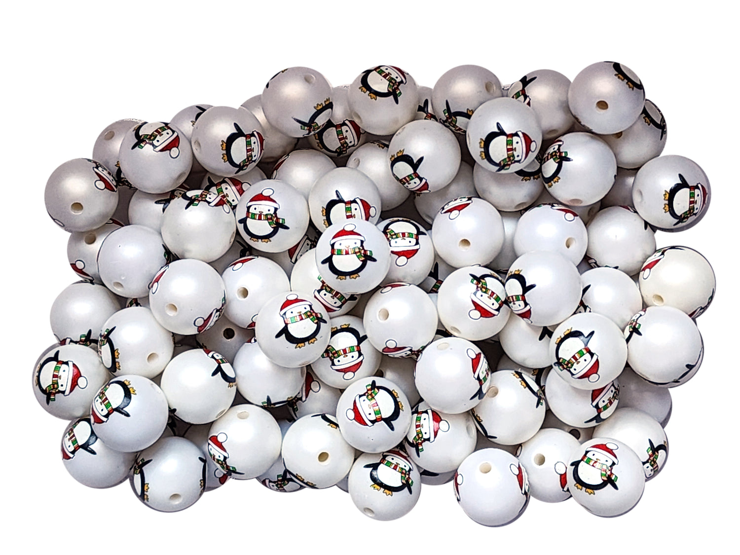 chubby penguin 20mm printed wholesale bubblegum beads