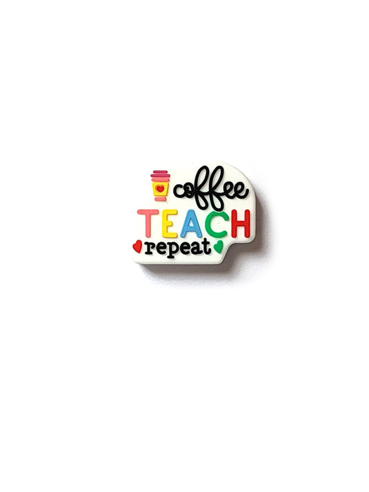 coffee teach repeat silicone focal beads