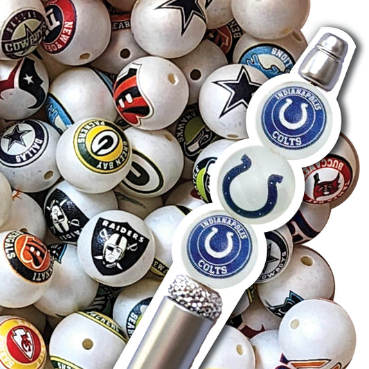 16mm indianapolis colts mix nfl team logos custom printed wholesale bubblegum beads