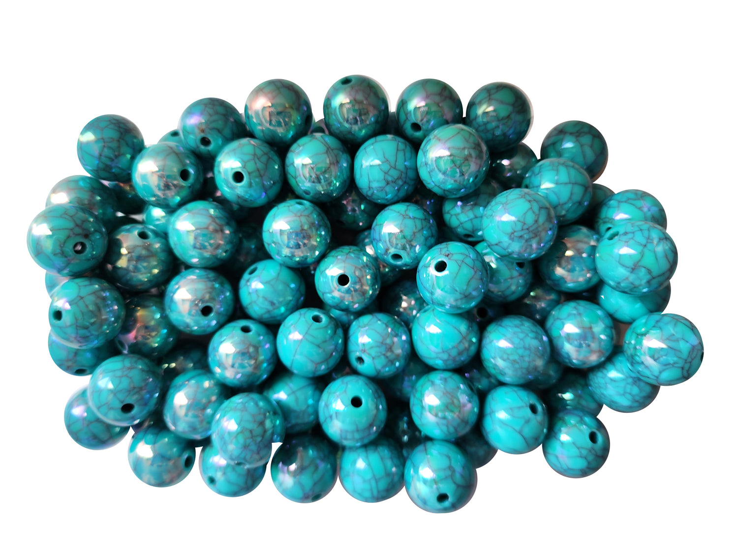 cracked turquoise AB 20mm printed wholesale bubblegum beads