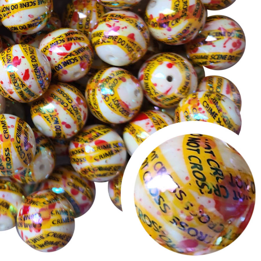 crime scene AB 20mm printed wholesale bubblegum beads