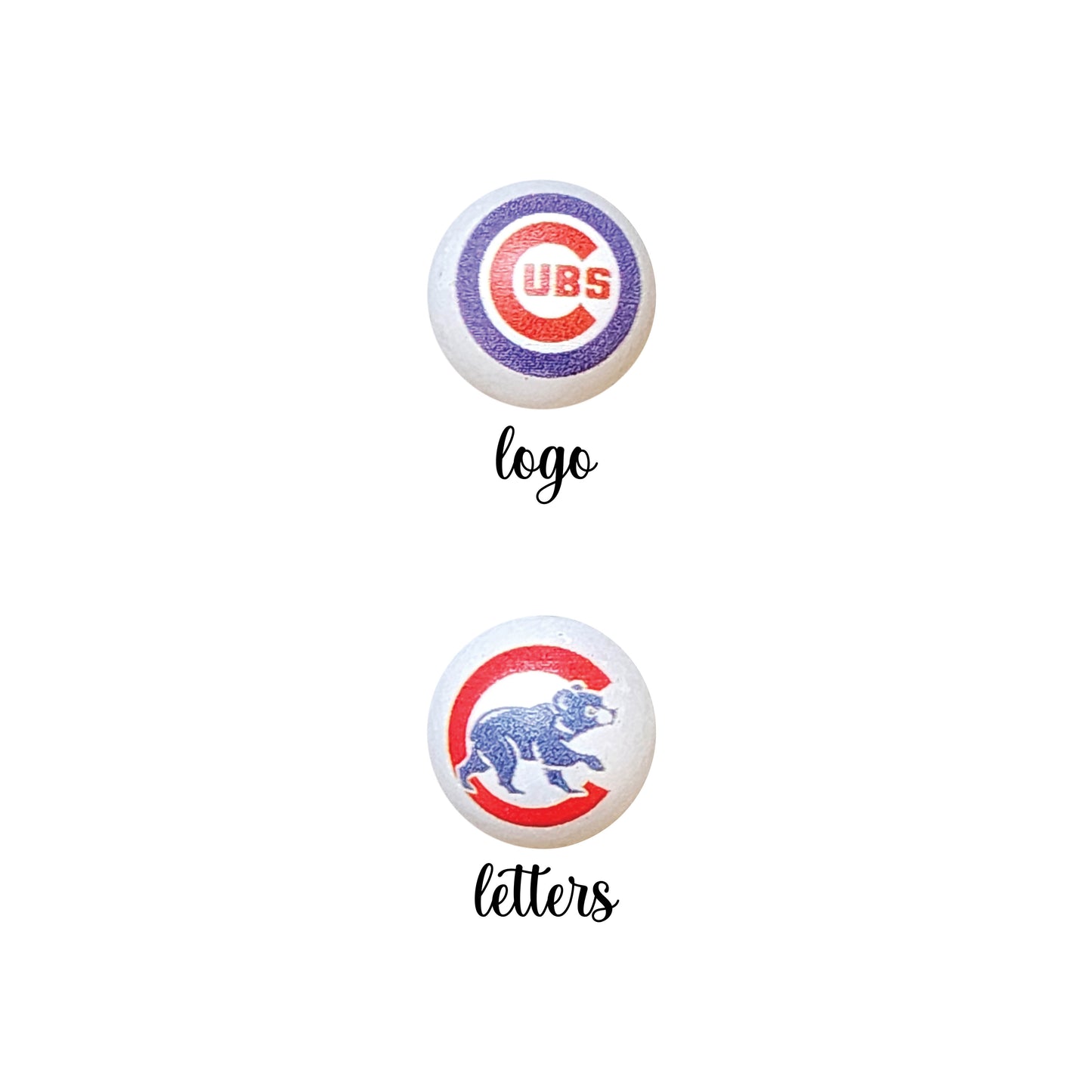 16mm chicago cubs mlb team logos custom printed bubblegum beads - sold per bead