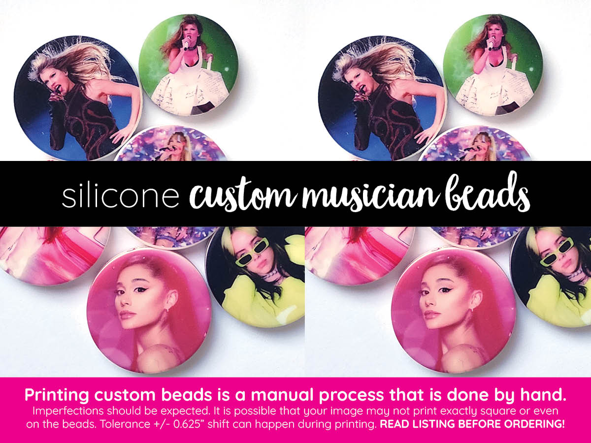 custom musician silicone focal beads - famous singers, bands, musicians ONLY