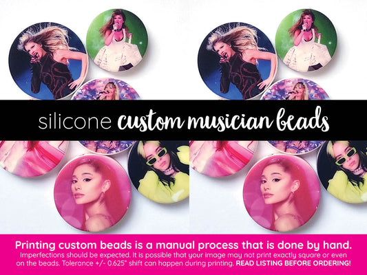 custom musician silicone focal beads - famous singers, bands, musicians ONLY