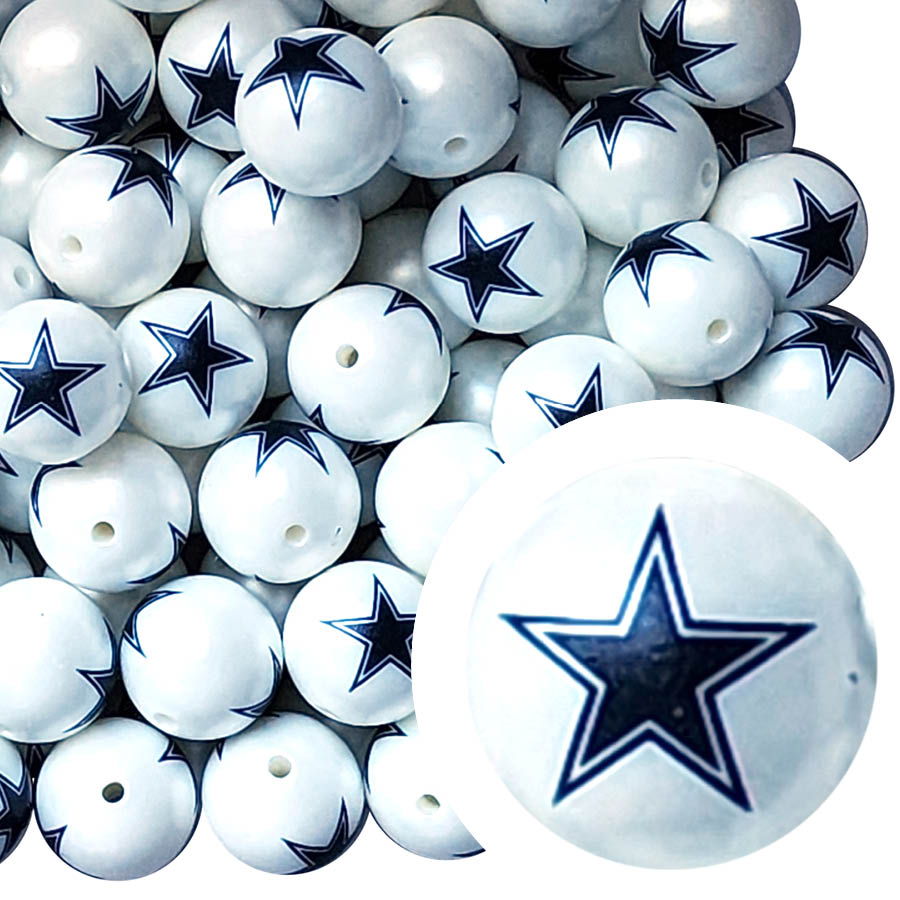 dallas cowboys 20mm nfl team logo custom printed bubblegum beads