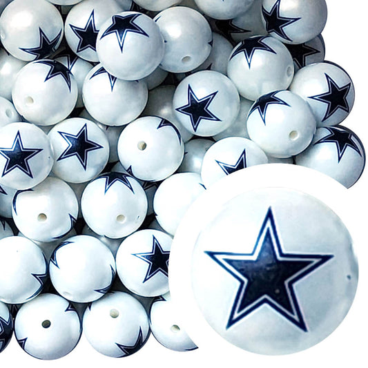 dallas cowboys 20mm nfl team logo custom printed bubblegum beads