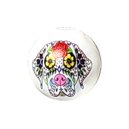 day of the dead dog 20mm printed bubblegum beads