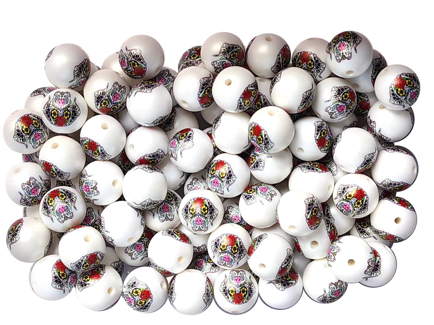 day of the dead dog 20mm printed bubblegum beads