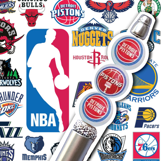 16mm detroit pistons mix nba team logos custom printed wholesale bubblegum beads