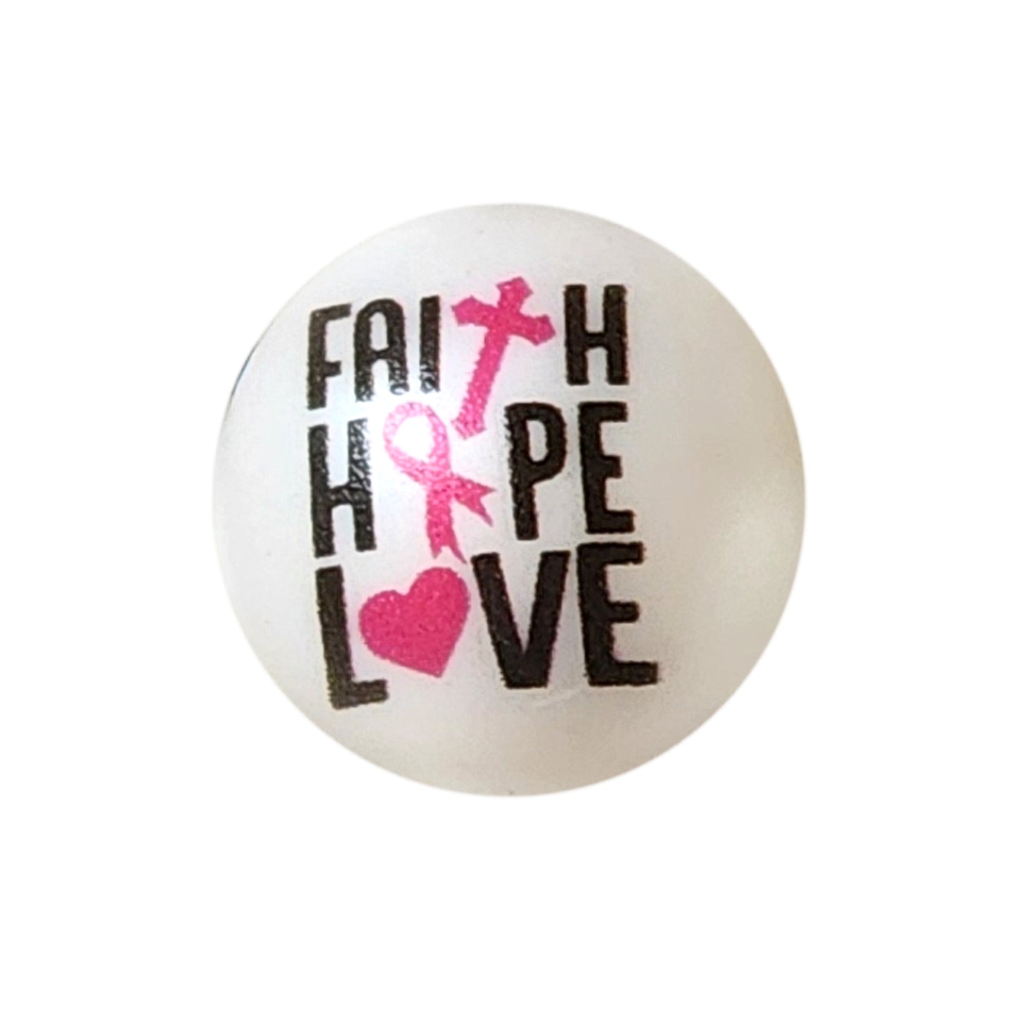 faith hope love breast cancer awareness 20mm printed bubblegum beads