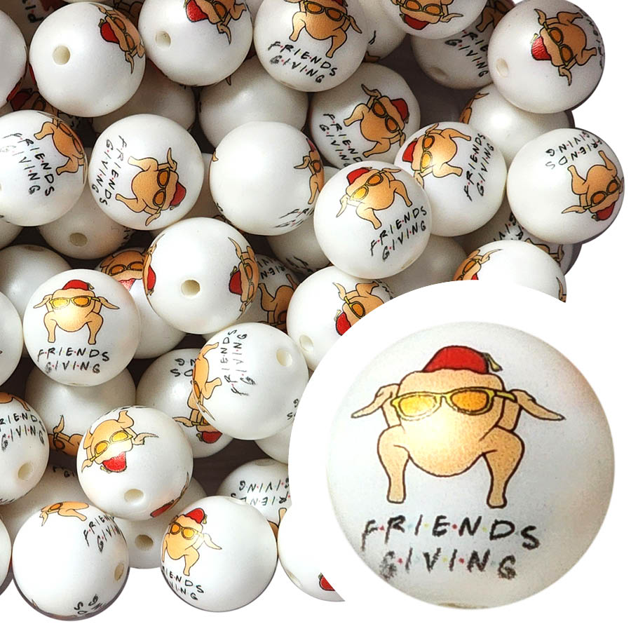 friends turkey head 20mm printed bubblegum beads