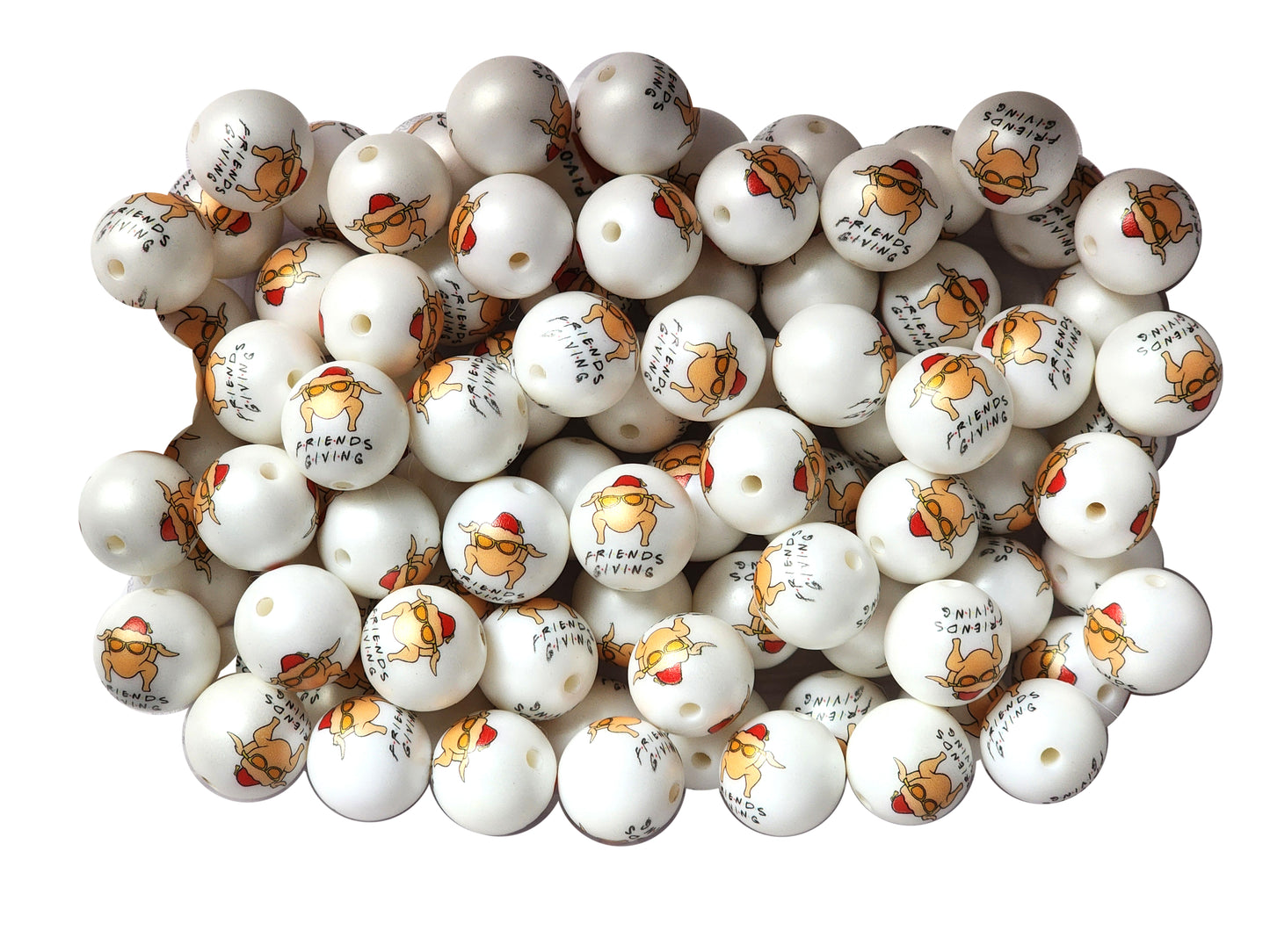 friends turkey head 20mm printed bubblegum beads