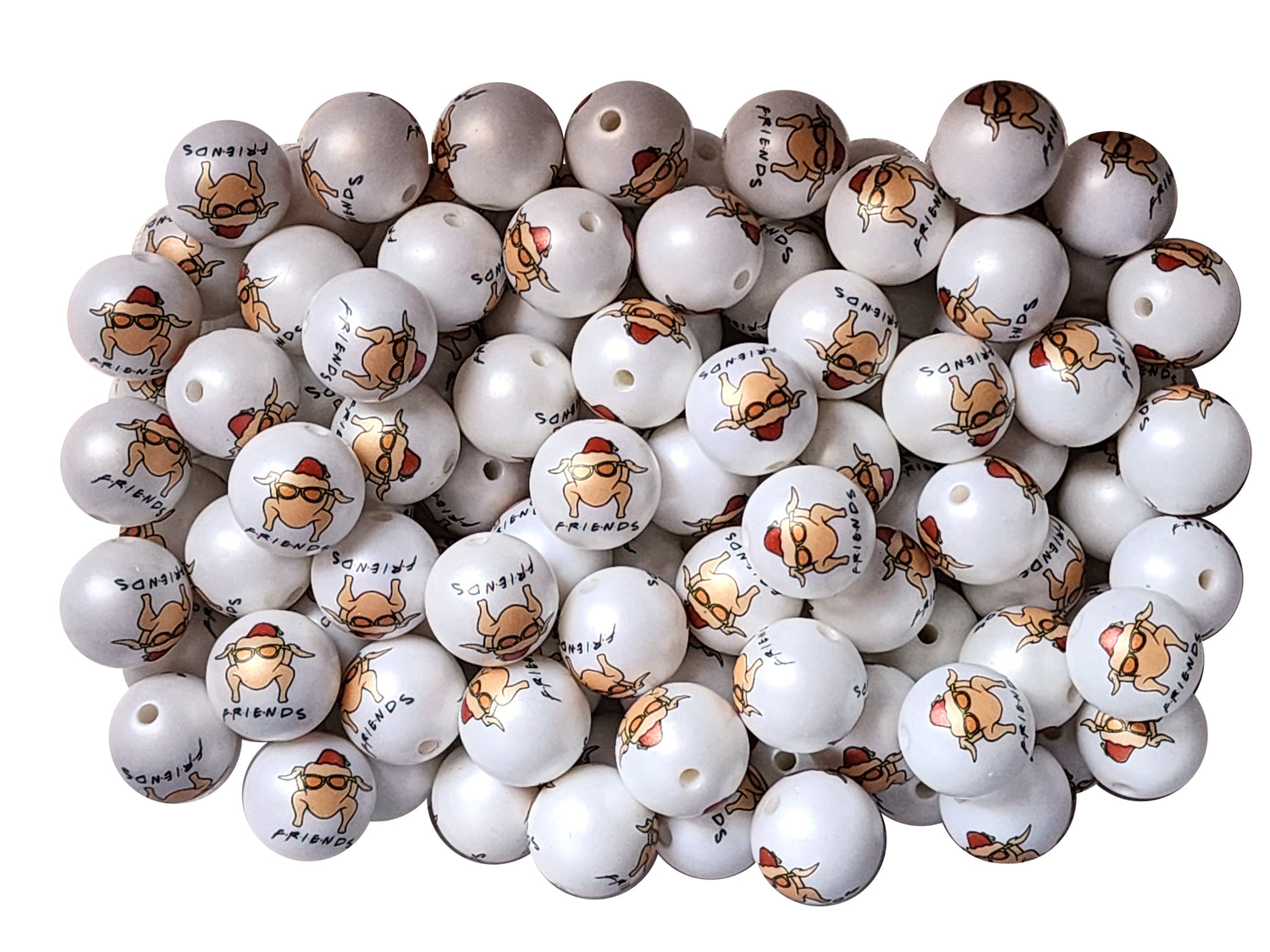 friends turkey head 20mm printed wholesale bubblegum beads