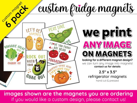 6 pack funny veggies custom fridge magnets