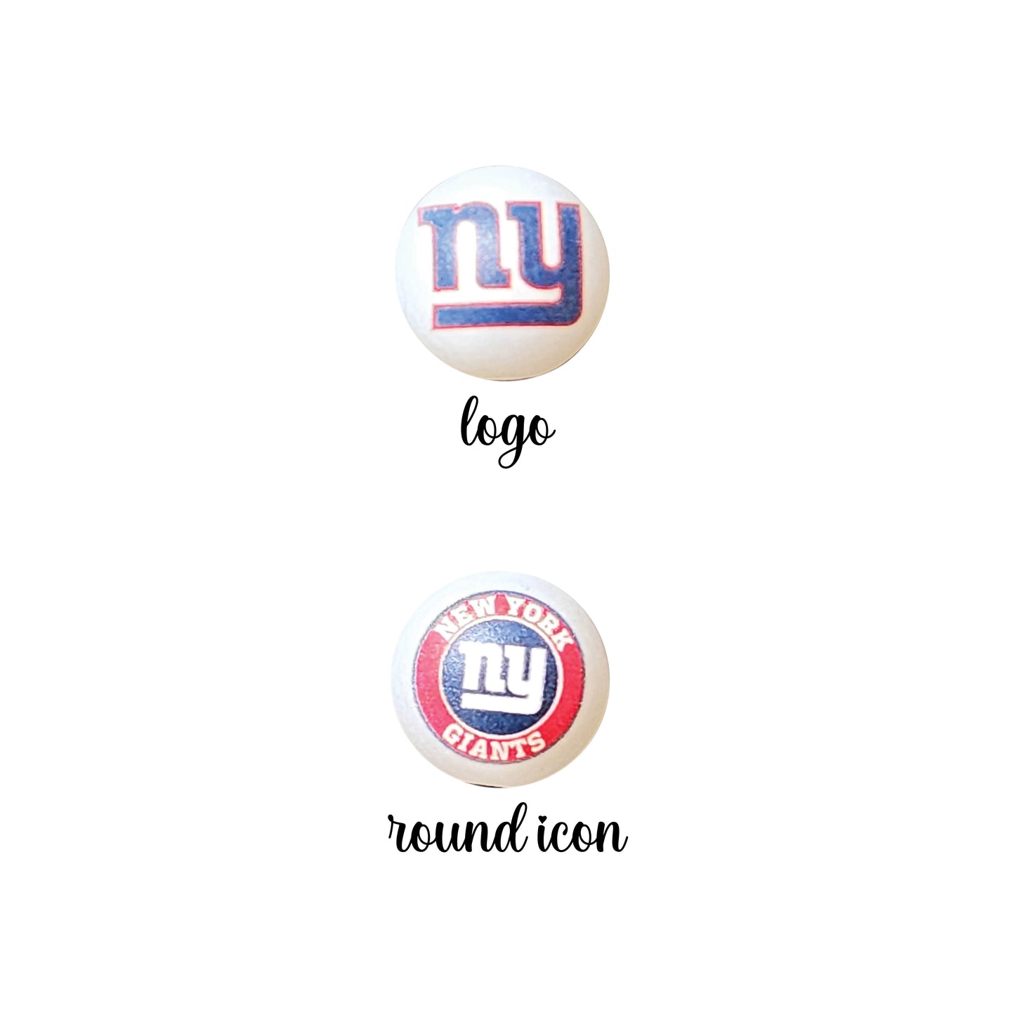 16mm new york giants nfl team logos custom printed bubblegum beads - sold per bead