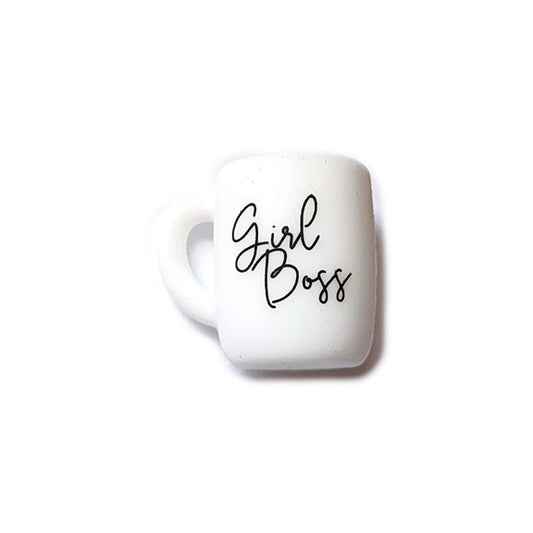 girl boss coffee cup silicone focal beads