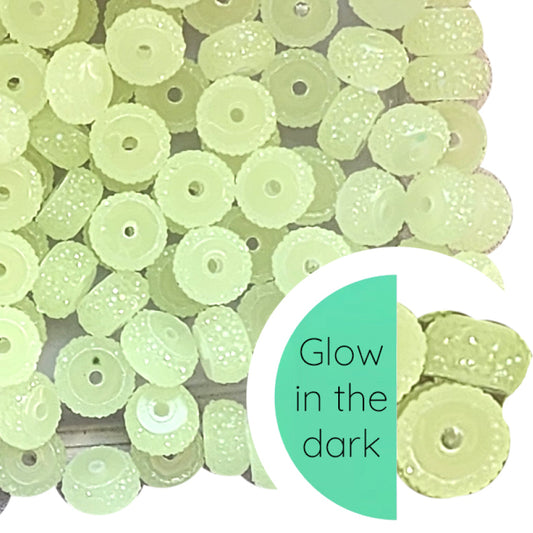 glow in the dark rondelle 12mm x 5mm spacer beads