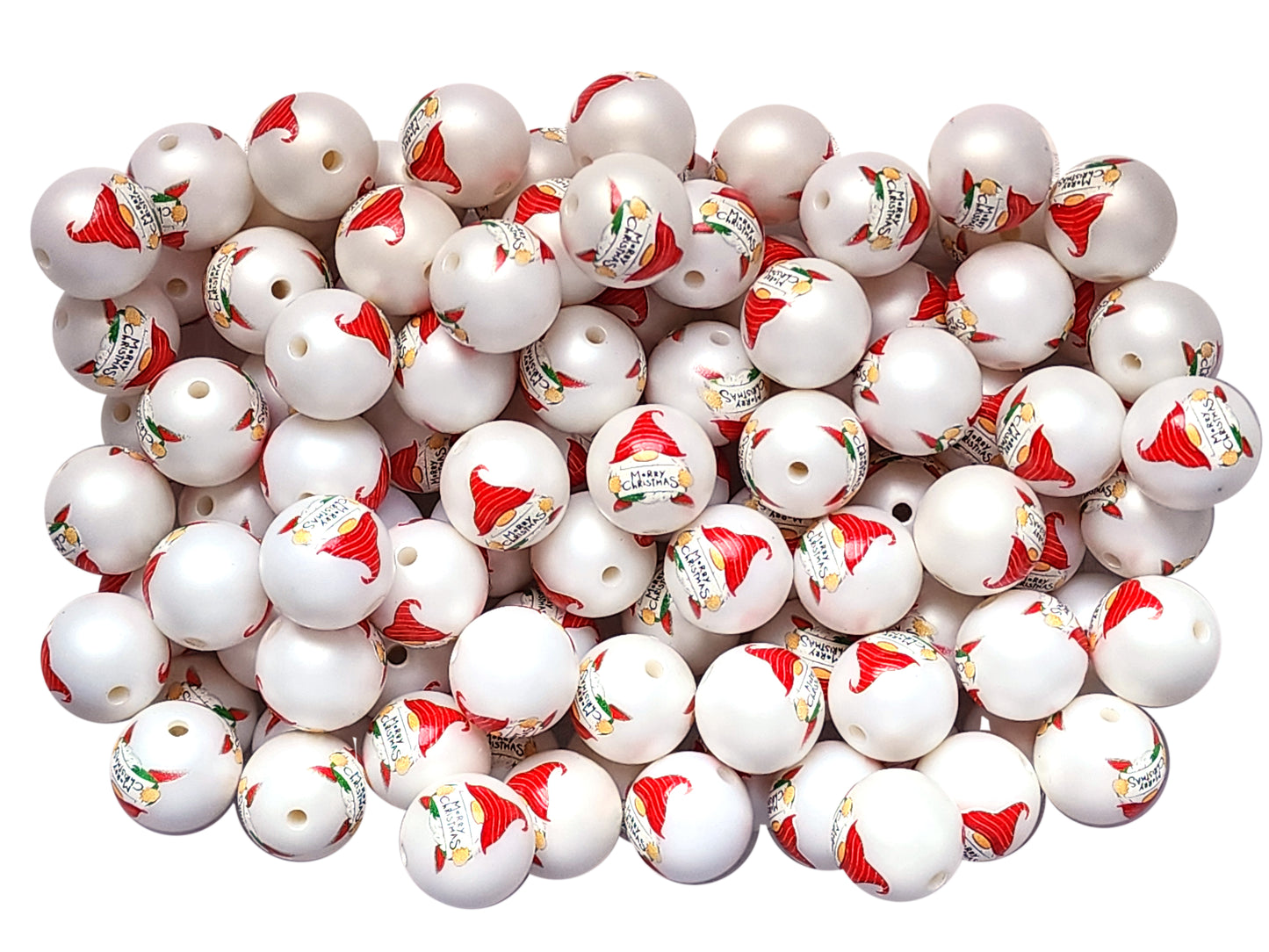 gnome christmas 20mm printed bubblegum beads