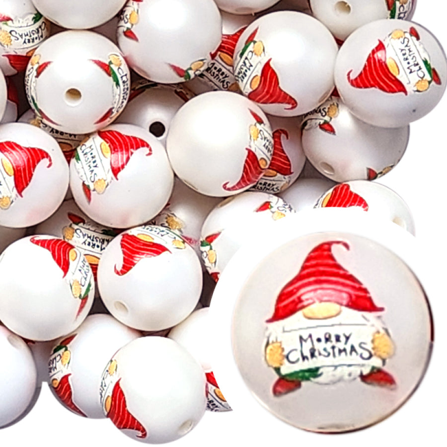 gnome christmas 20mm printed bubblegum beads