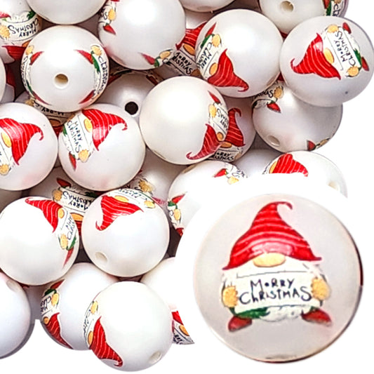 gnome christmas 20mm printed wholesale bubblegum beads