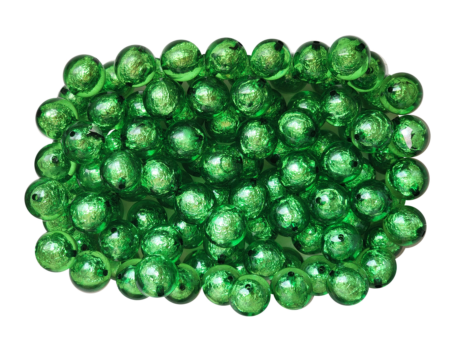 green foil 20mm bubblegum beads